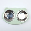 Cat Face Stainless Steel Double Bowl Set