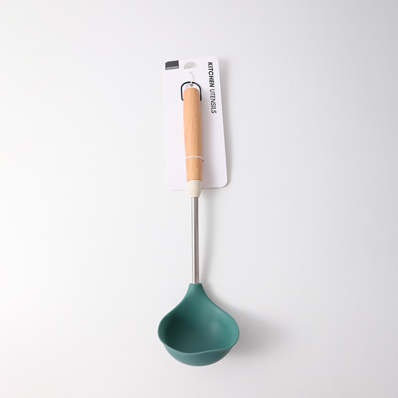 Fashion silicone ladle with wooden handle