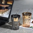 Nordic style diamond pattern glass cup-420ml