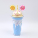 Smile face plastic straw cup-450ML