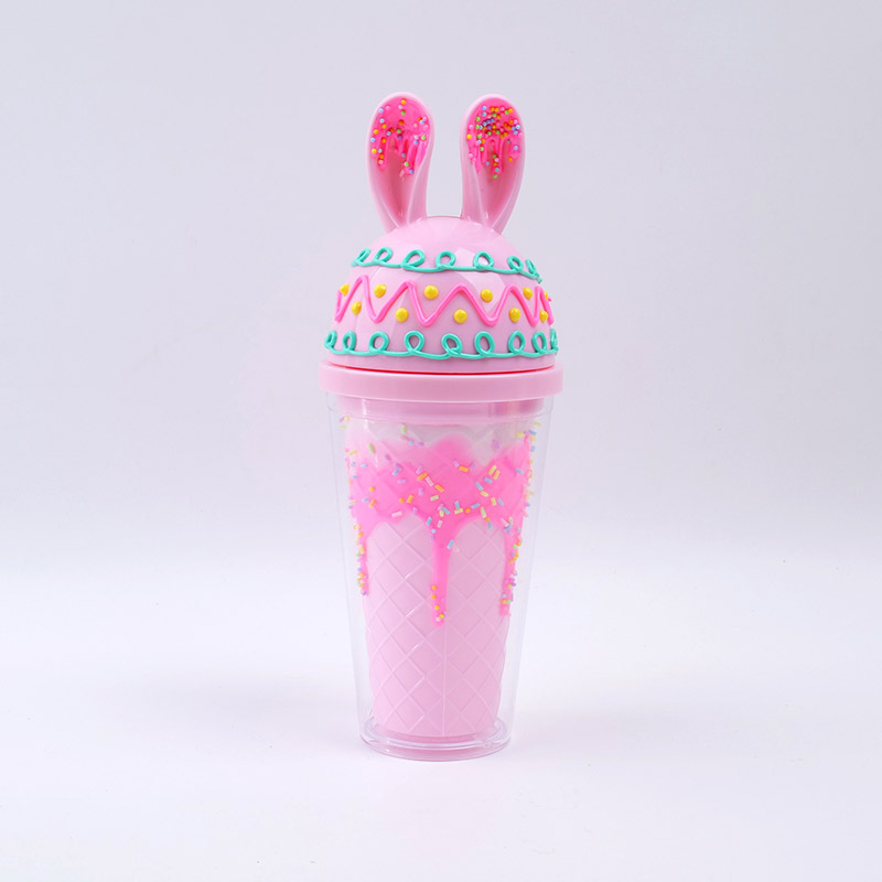 Flip Cap Rabbit plastic straw cup-450ml