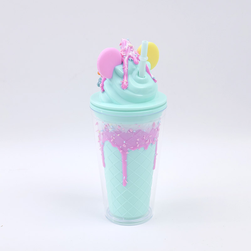 Macaron plastic straw cup-450ml