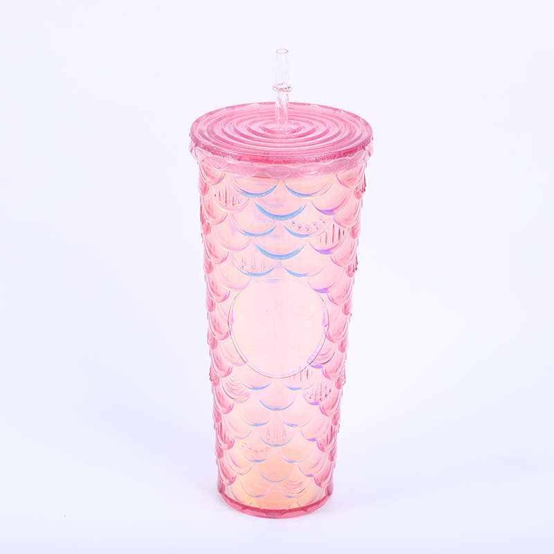 Double-layer fish scale pattern plastic cup-720ml