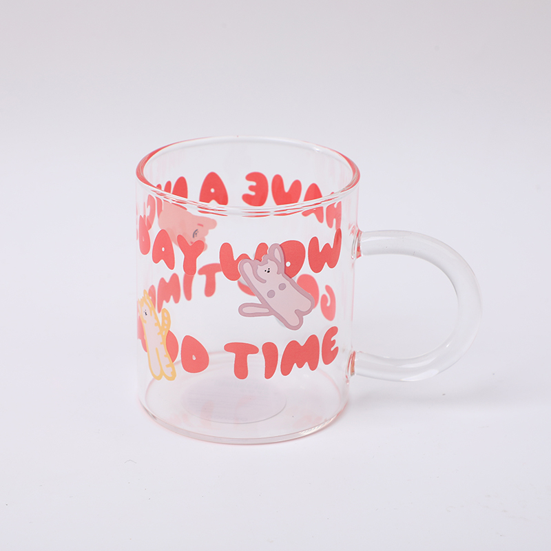 Pink Cat Straw Glass-350ml 