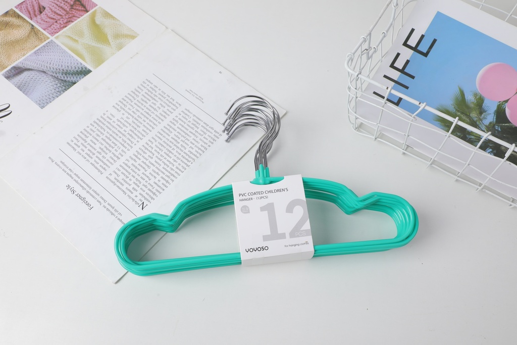 Pvc coated children's hanger - 12 pieces - green