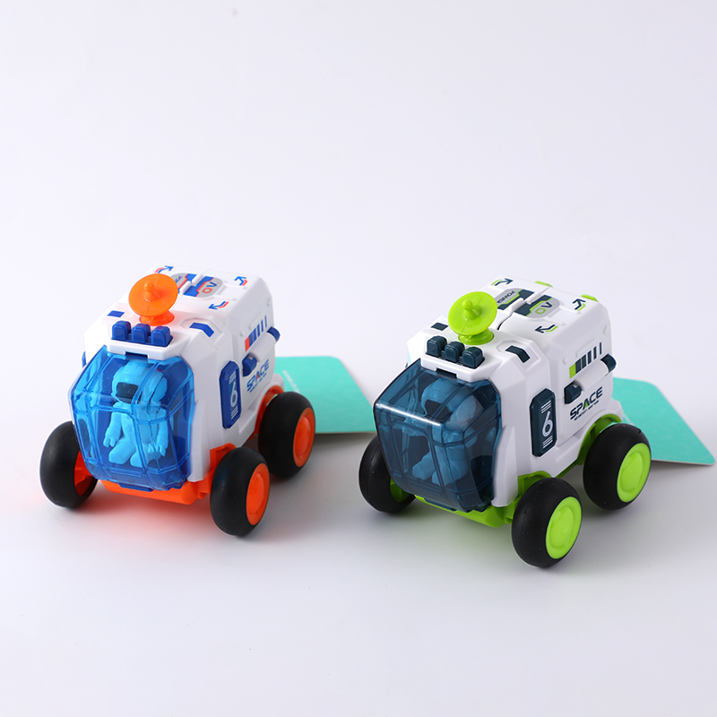 Inertial space rover toy with doors open