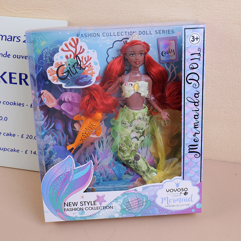 Sea world series 11-joint yellow doll with fish tail-29cm