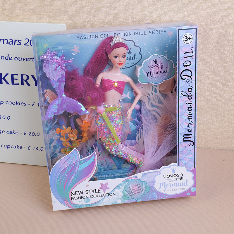 Sea world series 11-joint pink doll with fish tail-29cm