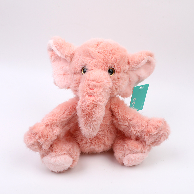 Pink elephant plush doll - 25 cm（with plastic eyes）