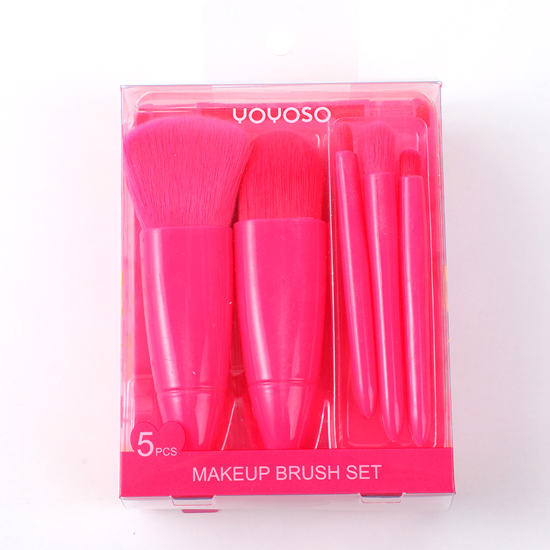 Pink sugar series makeup brush 5pcs set (including storage box)