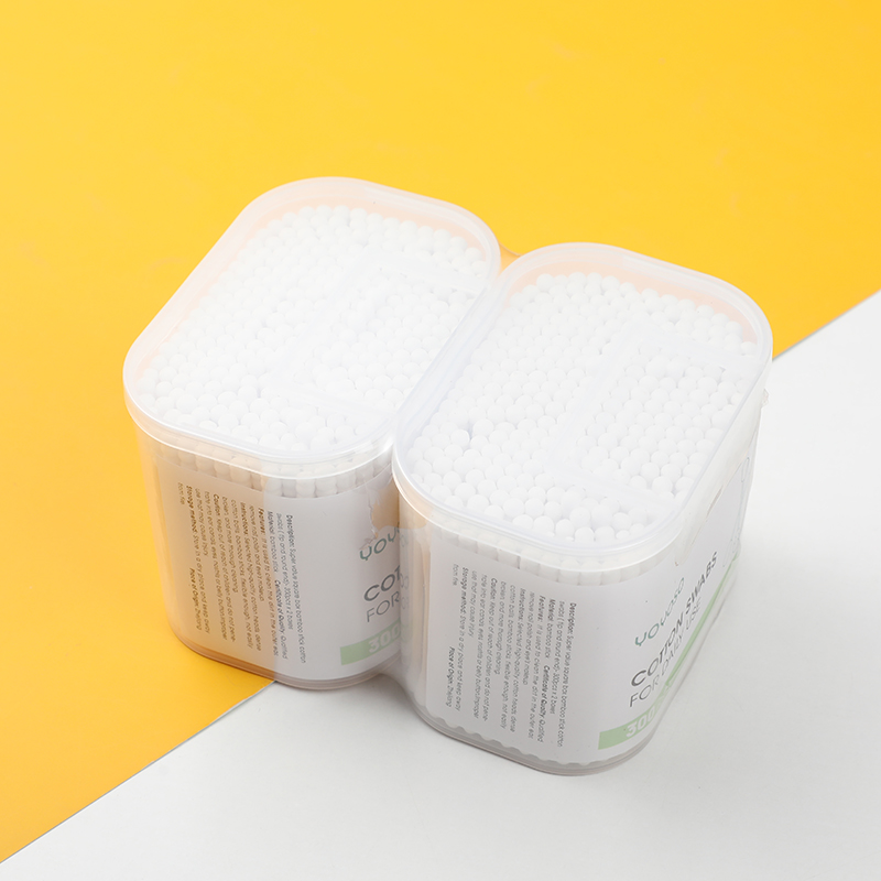 Super value clamshell box bamboo stick cotton swabs( tip and spiral end)-300pcs x 2 boxes