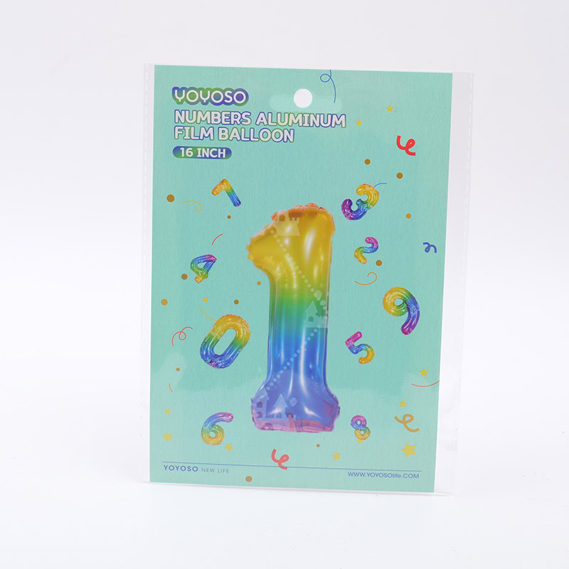 16 inch Small Numbers Aluminum Balloon Rainbow-1-1pcs