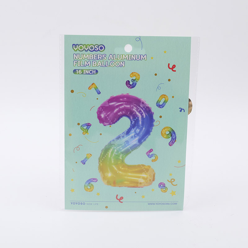 16 inch Small Numbers Aluminum Balloon Rainbow-2-1pcs