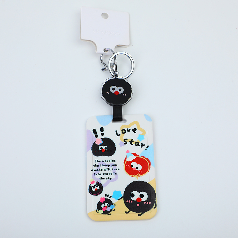 Little coal ball Retractable buckle card holder