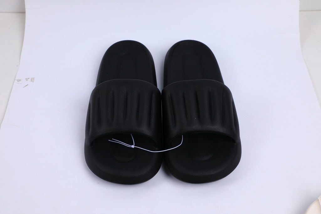 Silent anti-slip vertical strip men's household slippers size 42-43-black