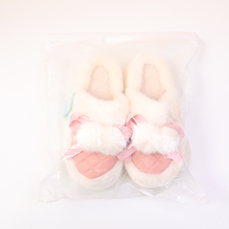 Imitation leather double balls women's cotton slippers-pink (38-39)
