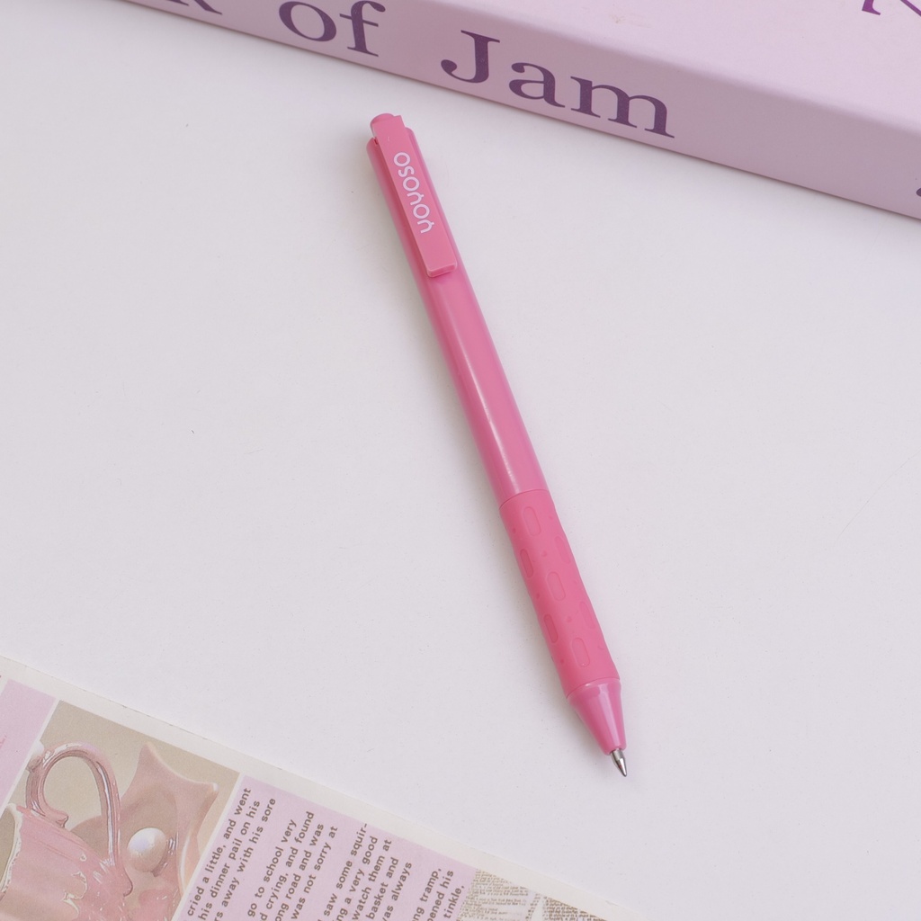 Pink grip solid color smooth neutral pen - blue core 0.5mm