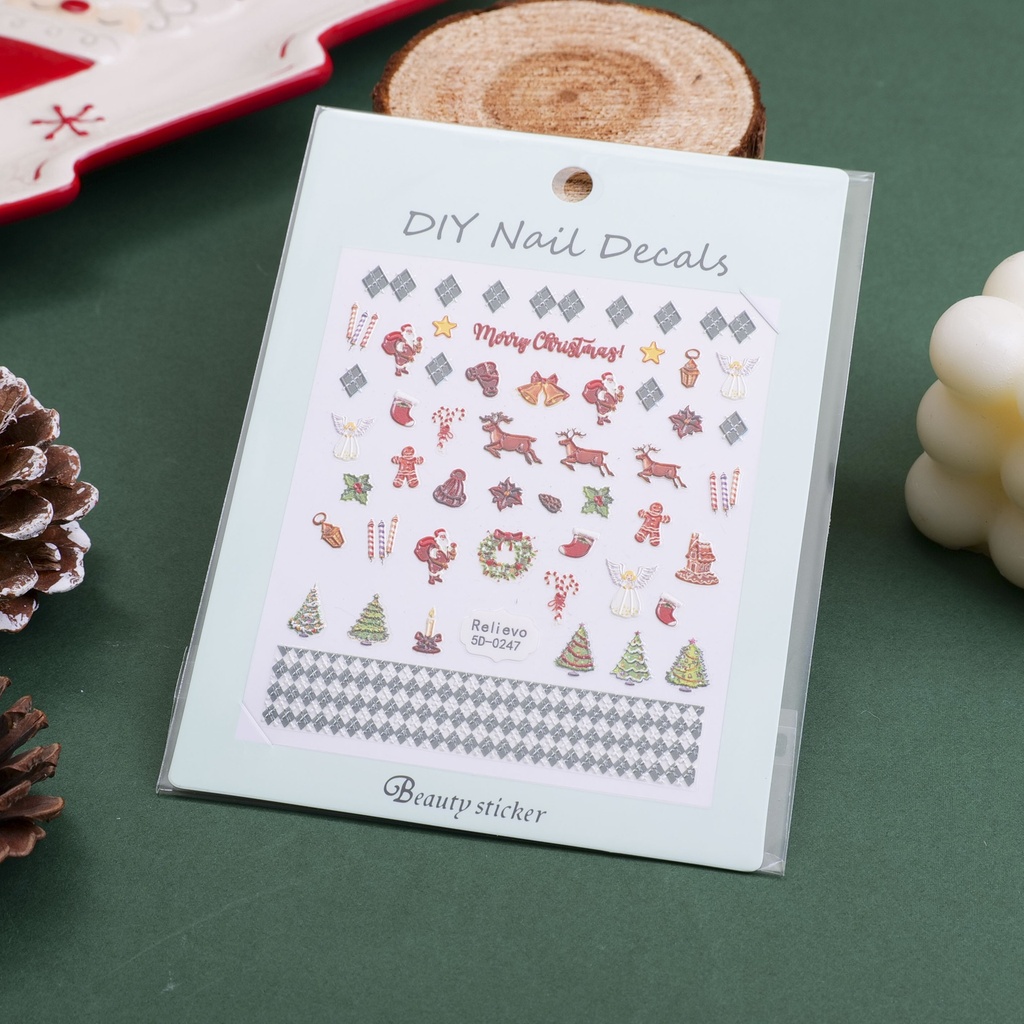 Christmas series -Green Rhyme Christmas Nail Stickers