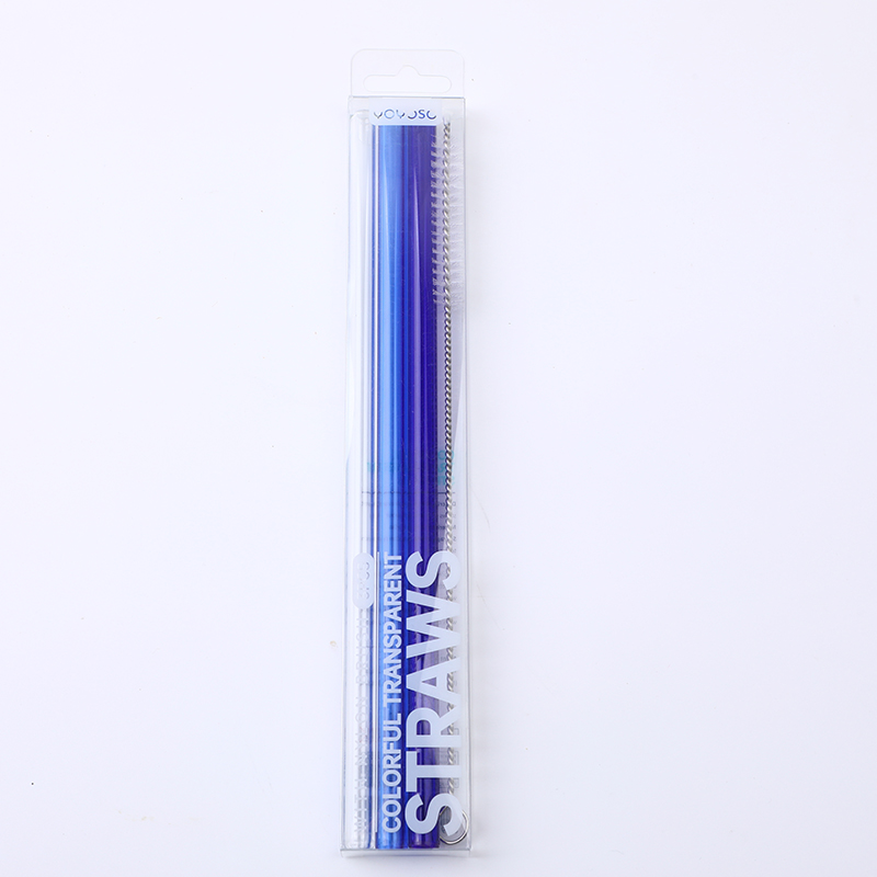 Colorful transparent straws 3pcs (with nylon brush)