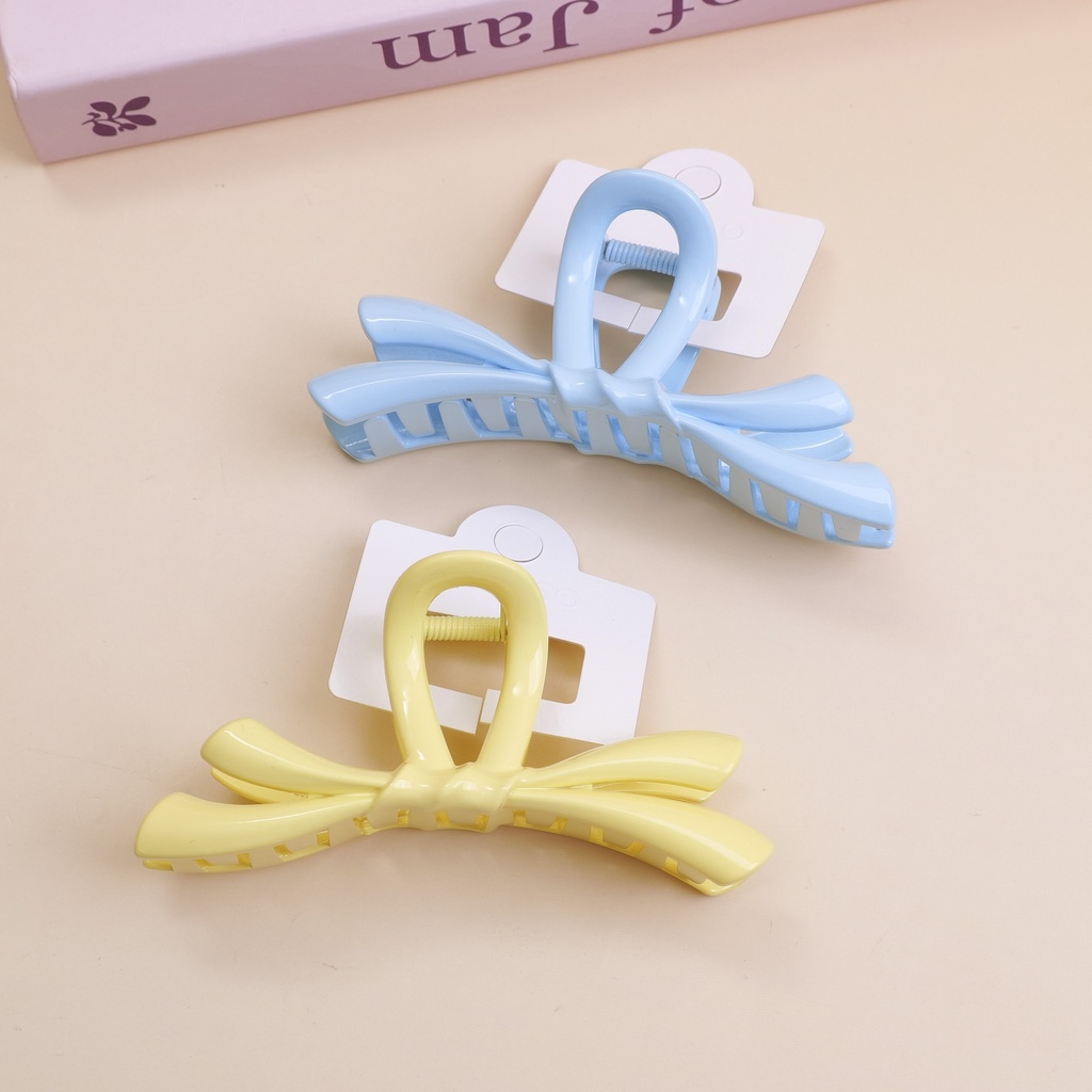 Solid color bow tie acrylic claw clip