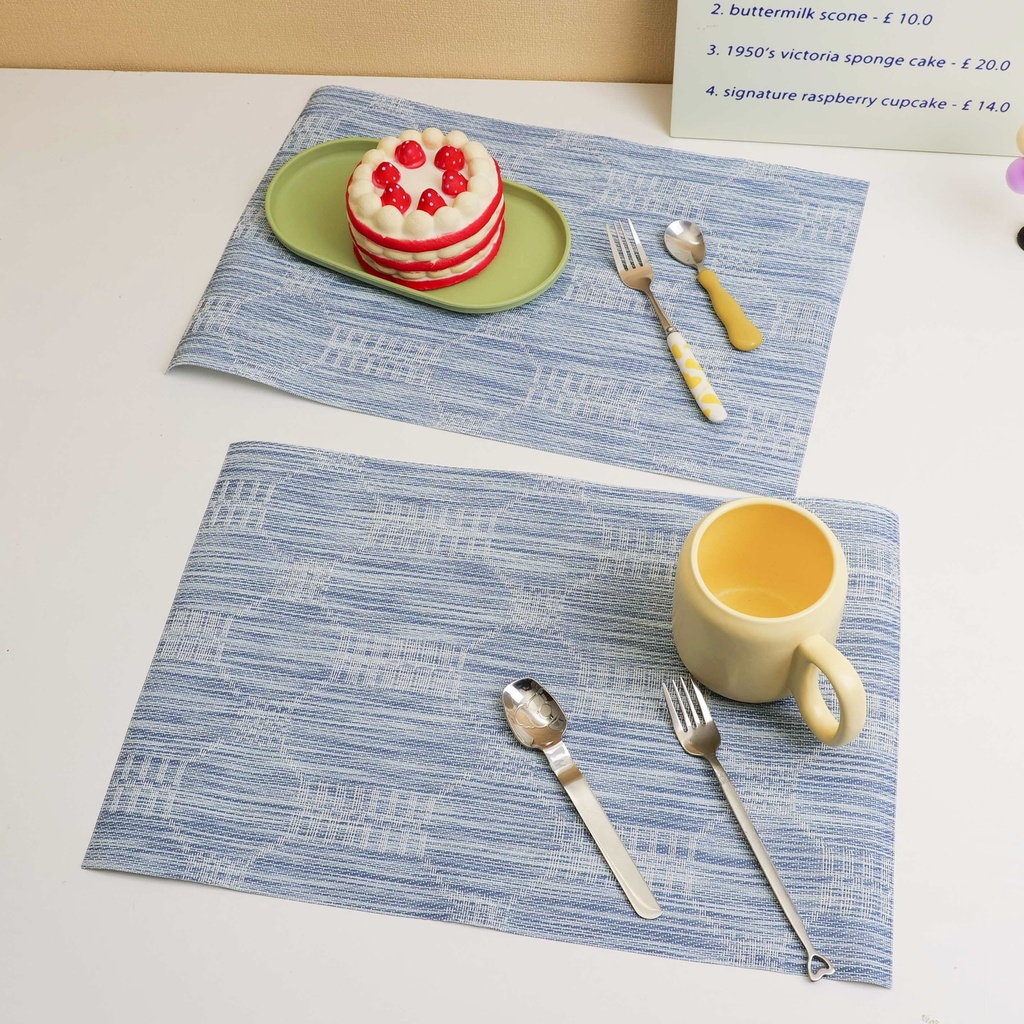 Simple striped placemats 2pcs - Blue