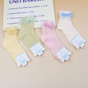 Solid color mesh bow children's mid-calf socks L