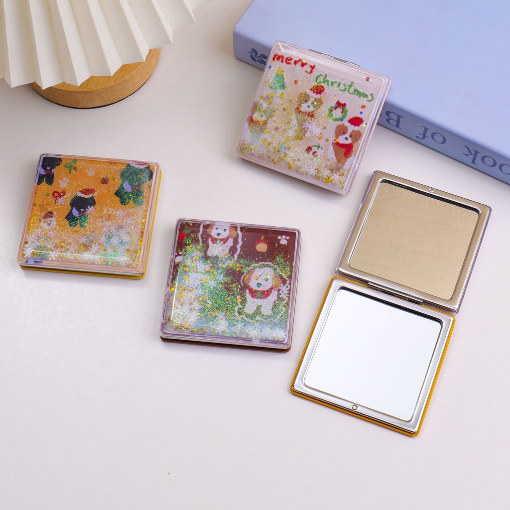Christmas Series - 80mm Square Flowing Sand Fashion Mirror