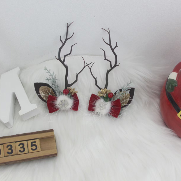 Christmas Series Long Antler Fabric Hairpin