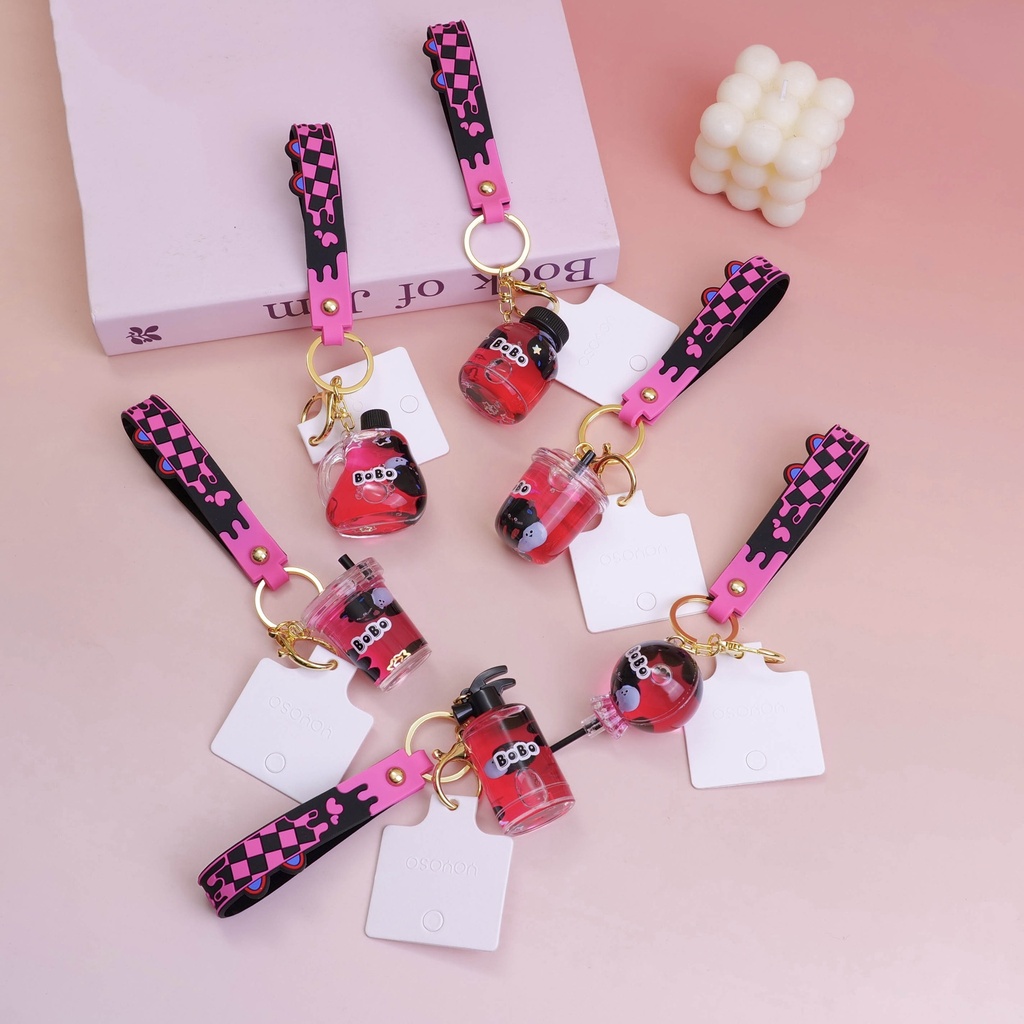 Pink Oil-filled Keychain - Mixed