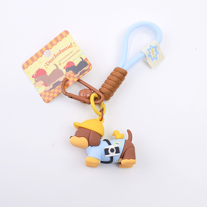 Papillon sausage dog - clothing camera PVC keychain