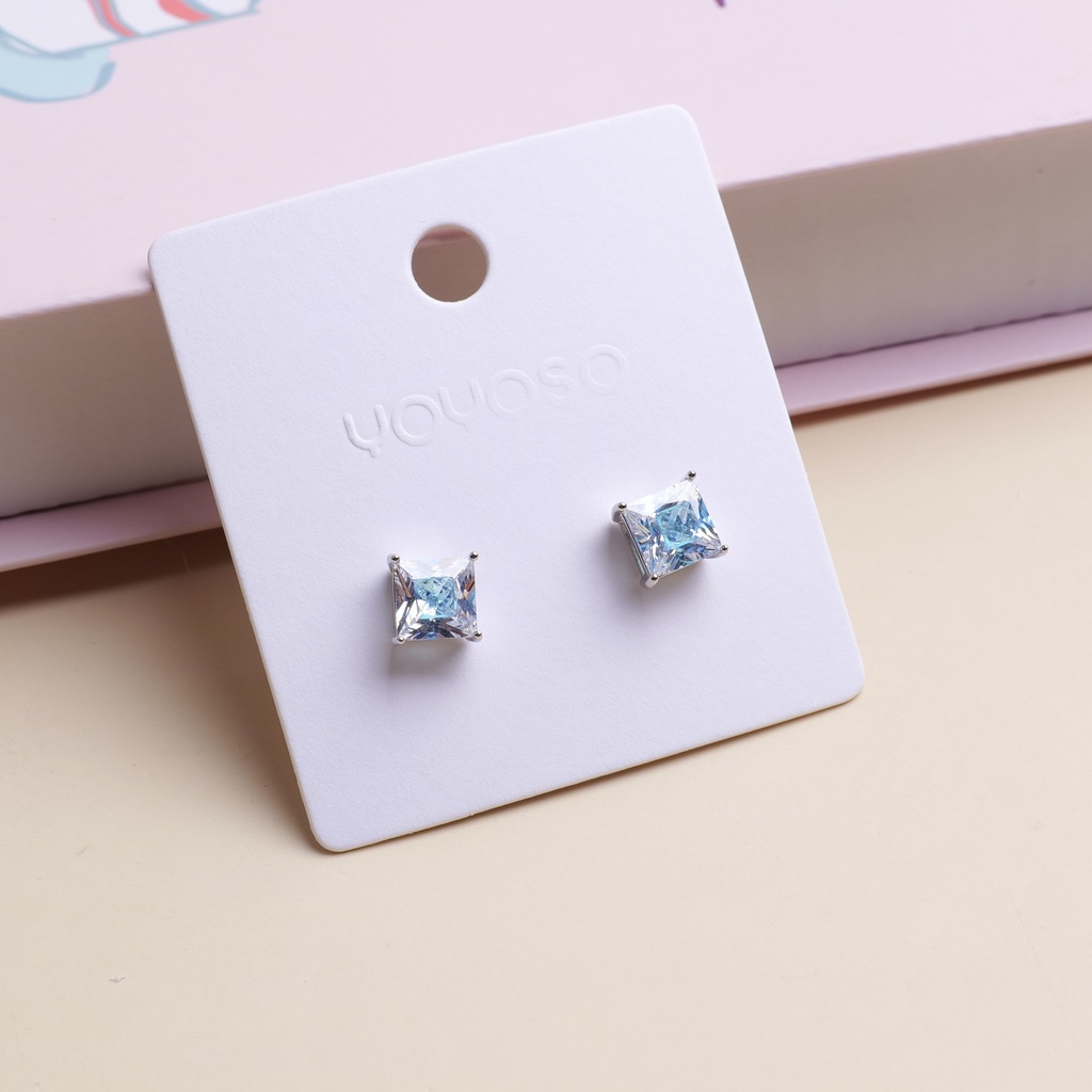 Square Diamond Fashion Earrings - Blue