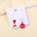 Christmas series santa red house stud earrings