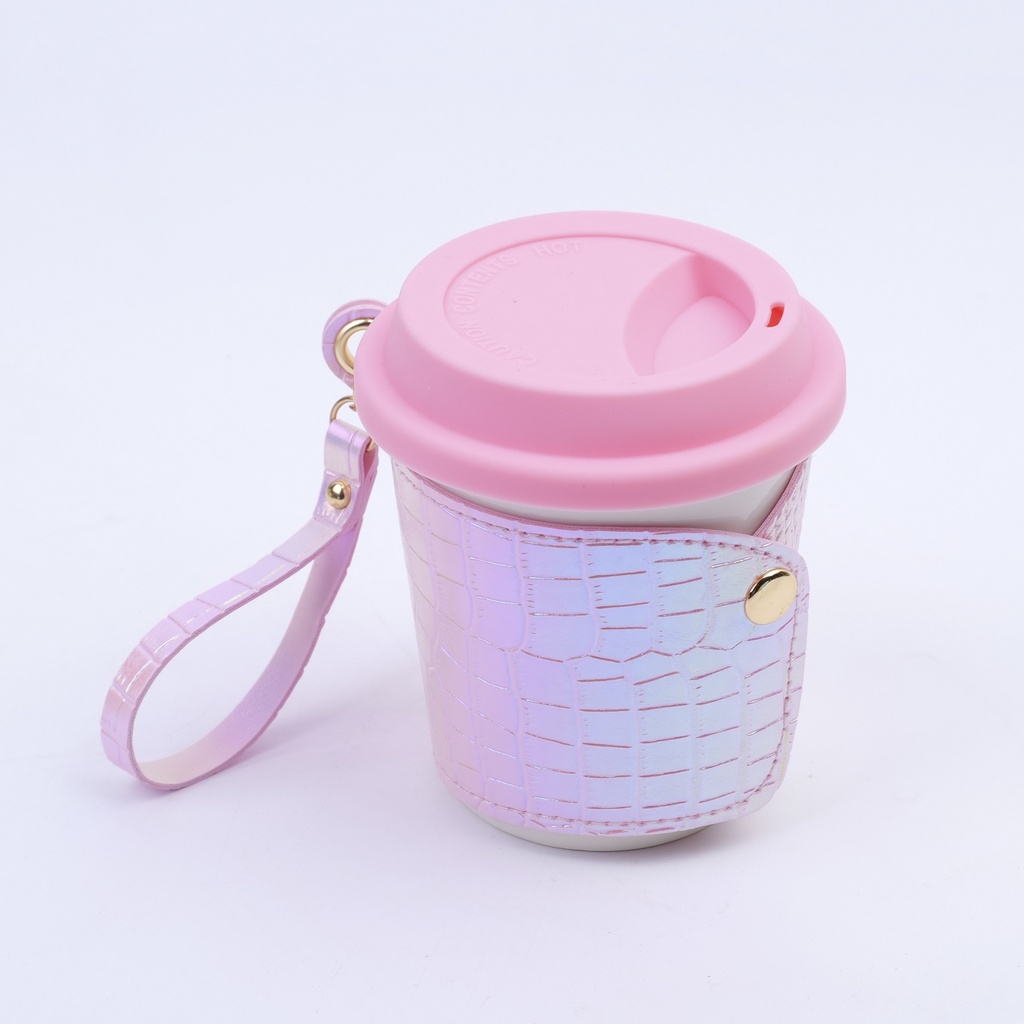 Leather cup sleeve mugs - Pink
