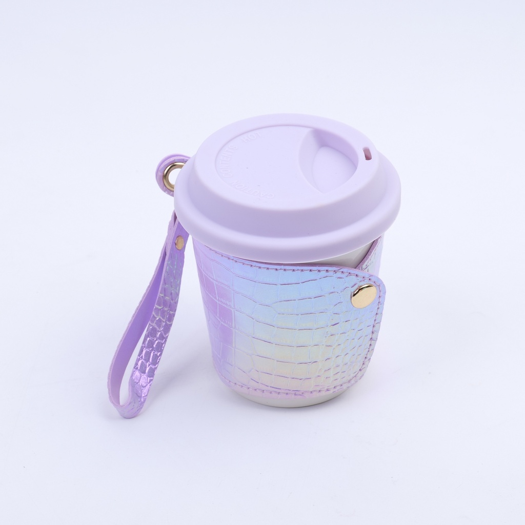 Leather cup sleeve mugs - Purple