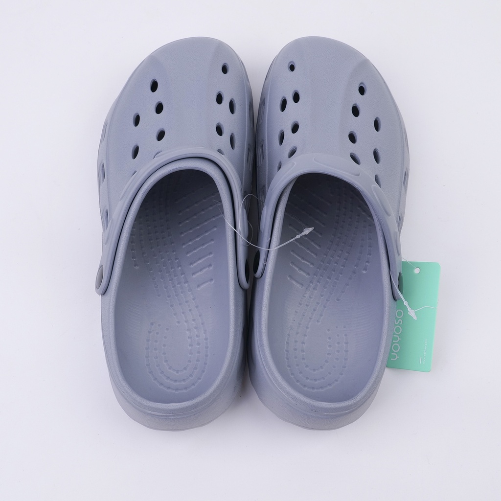 Simple solid color oval men's perforated shoes gray 42