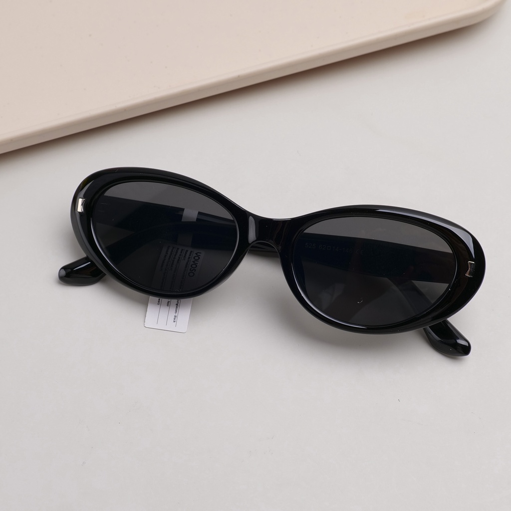 Rounded Cat-Eye Ladies' Sunglasses - Black