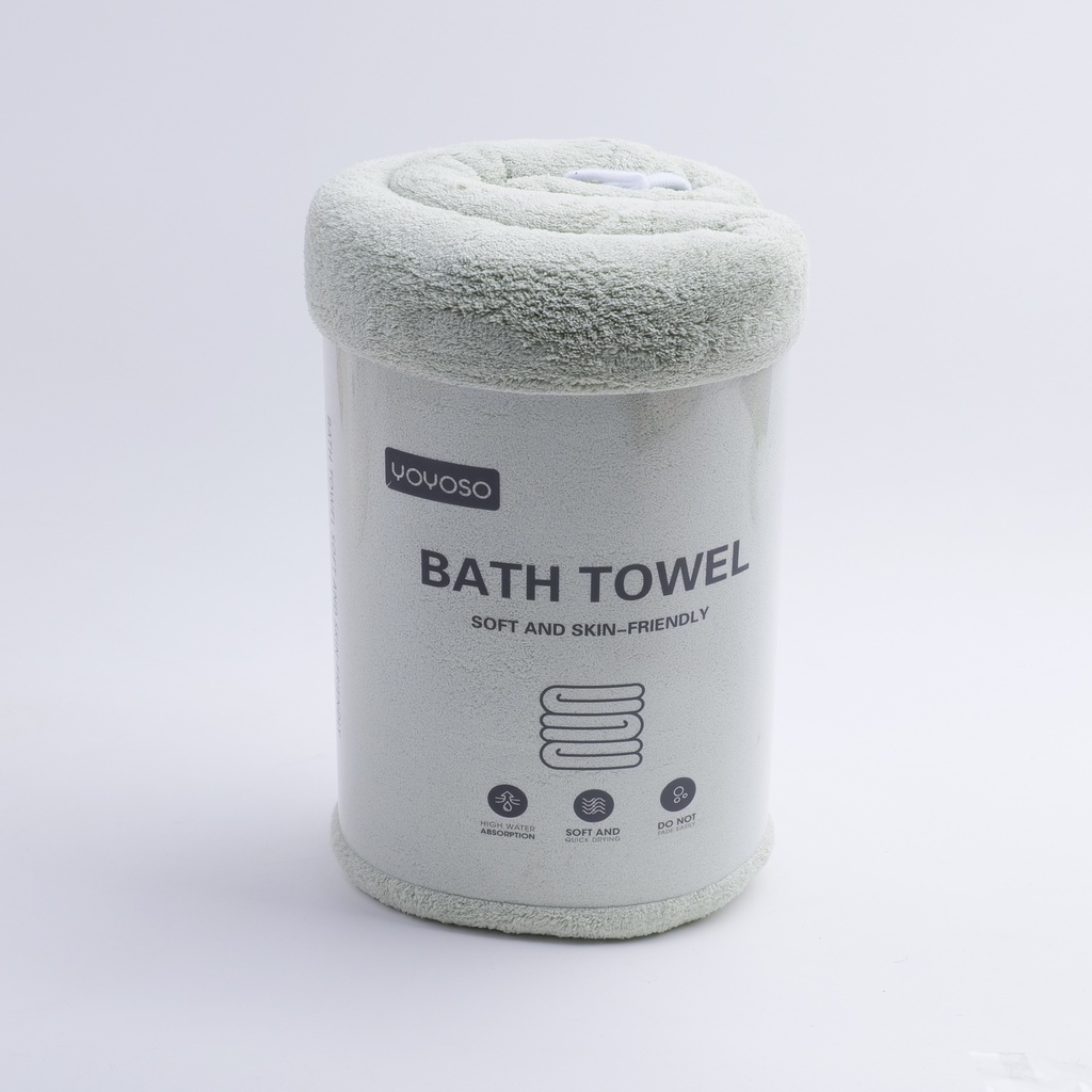 Coral velvet large bath towel-green