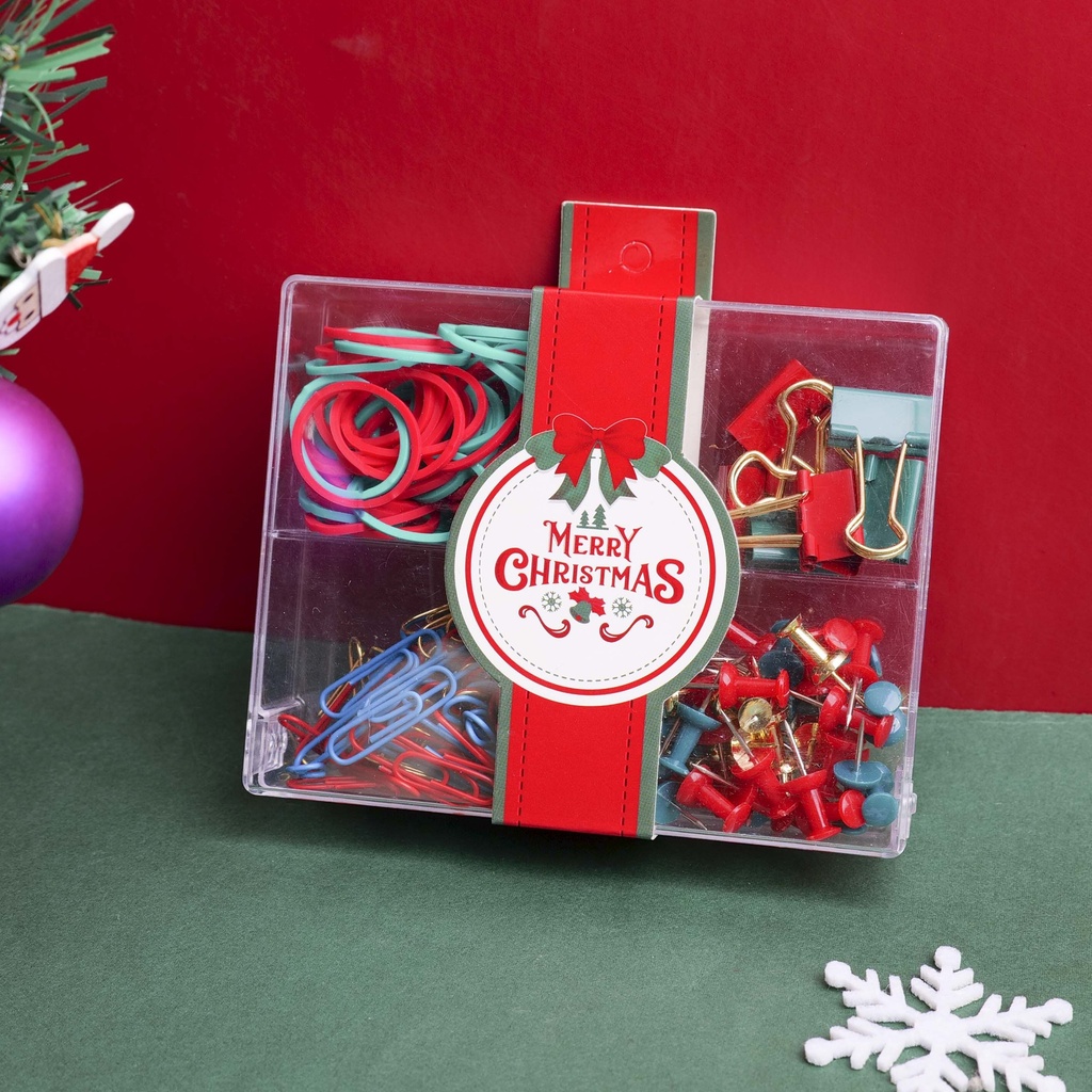 Christmas series four compartment acrylic box stationery set 196pcs