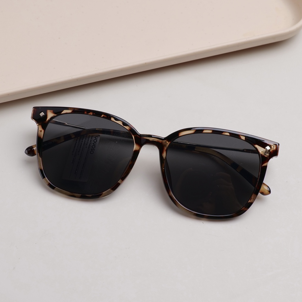 Checkered Ladies' Sunglasses - Leopard Print