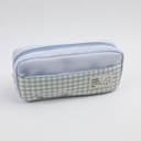 Garden plaid double zip pen case