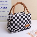 Checkered Series Trapezoidal Lunch Bag - Black