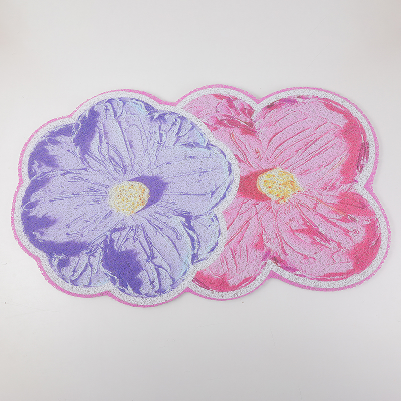 Pink And Purple Floral Mesh Bottom Printed Mat