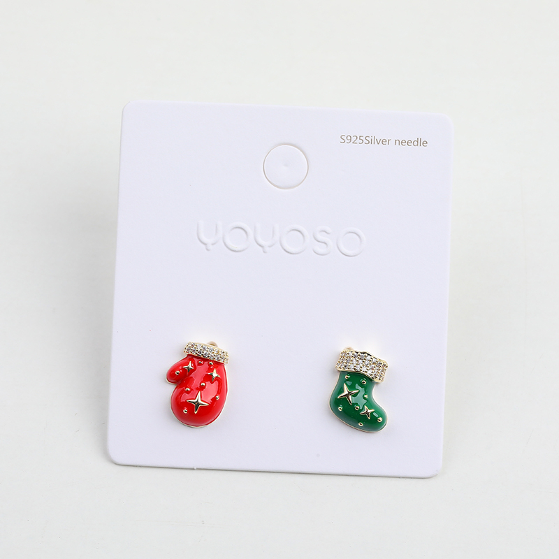 Christmas series red gloves stud earrings