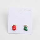 Christmas series red gloves stud earrings