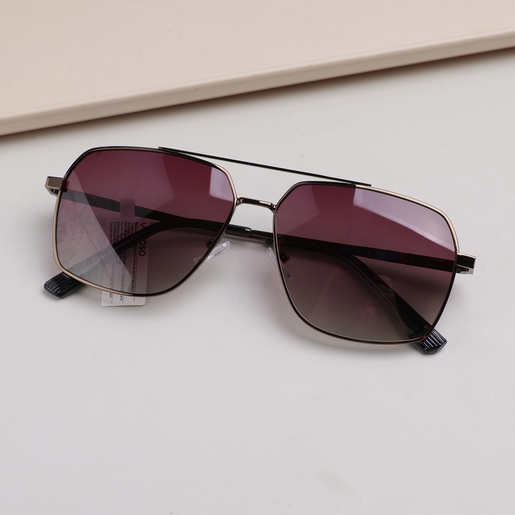 Square-Frame Double-Striped Men's Sunglasses - Brown