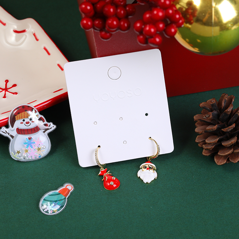 Christmas series AB style white beard santa earrings