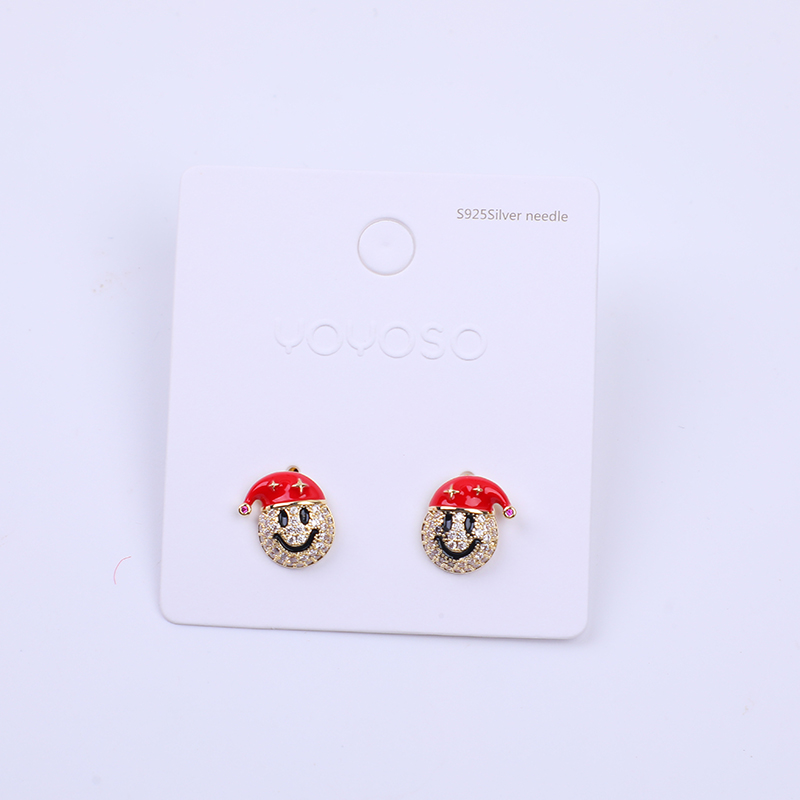 Christmas series smiley santa stud earrings