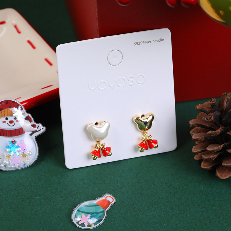 Christmas series bear with beads stud earrings