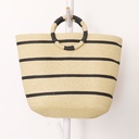 Large-capacity striped handbag - White