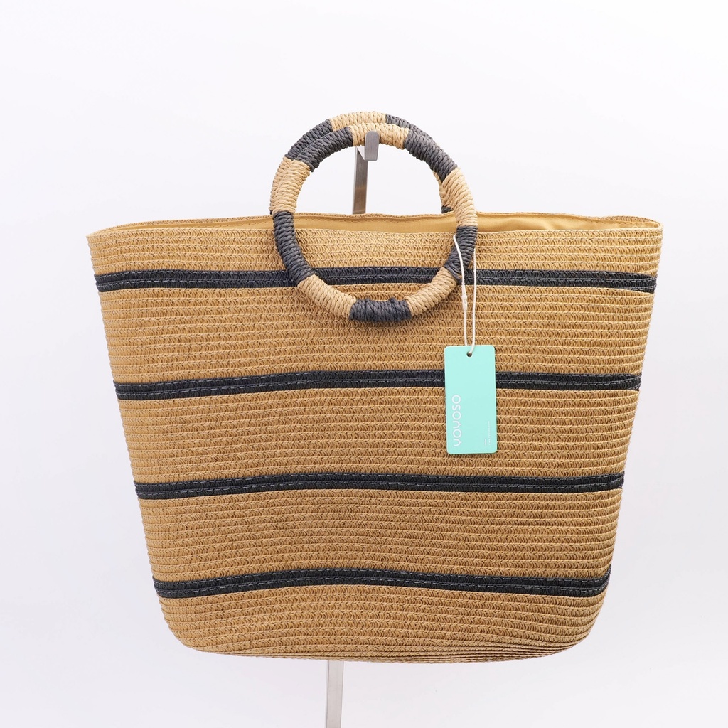 Large-capacity striped handbag - Coffee